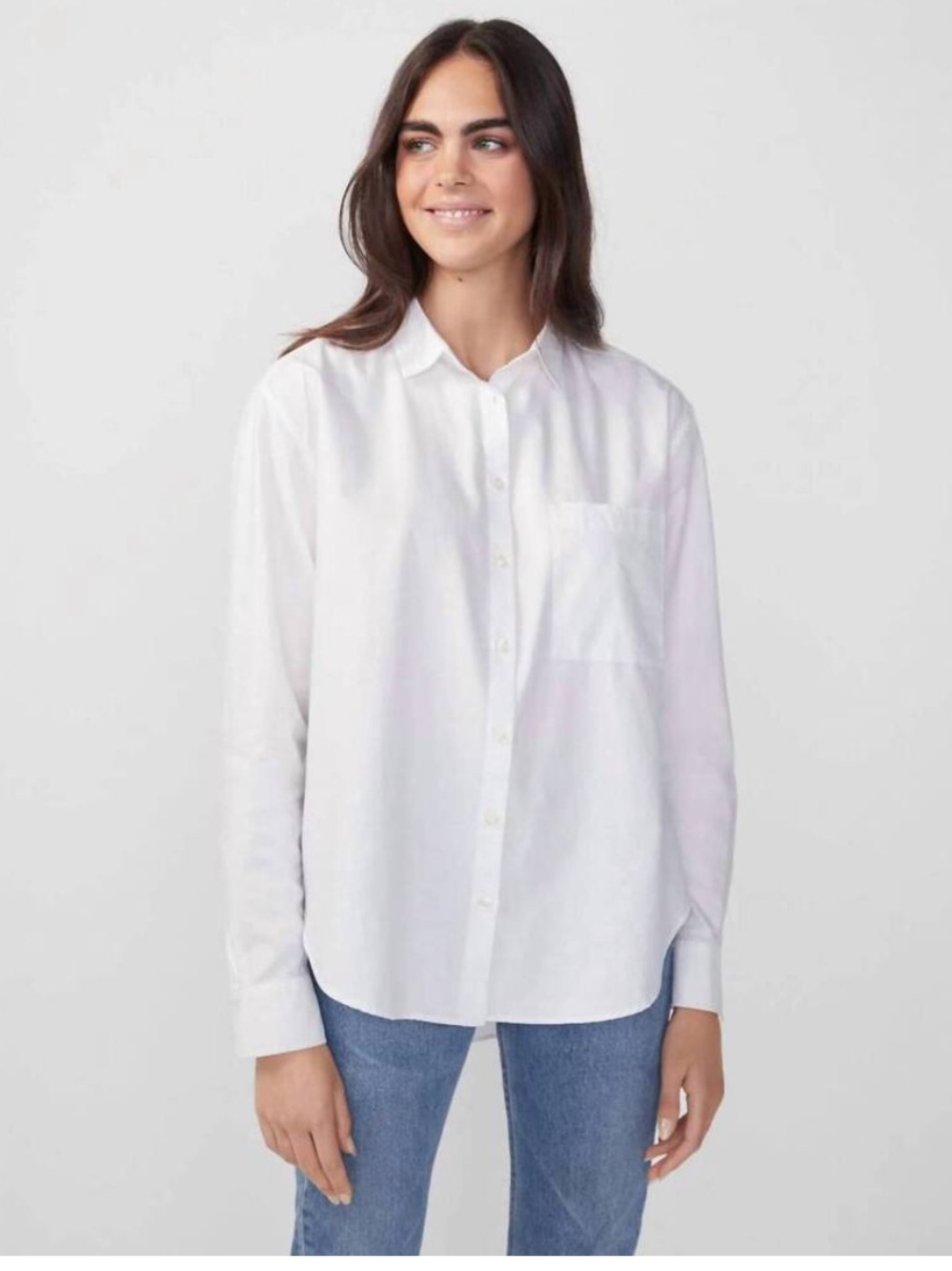 KULE White Oxford Casual Button-Down Shirt